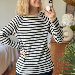 Timeless beige and black stripe wool sweater
